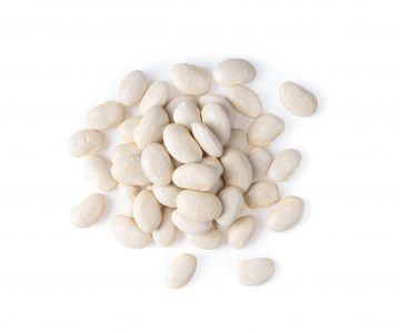 Pile of white beans isolated on white background. Top view. White Kidney Bean Extract